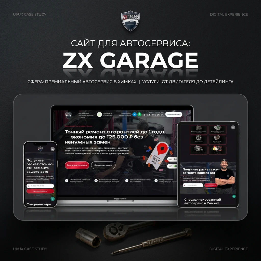 Сайт ZX Garage на устройствах