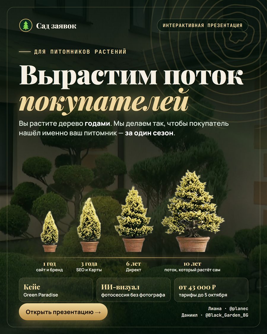 Обложка презентации «Сад заявок»