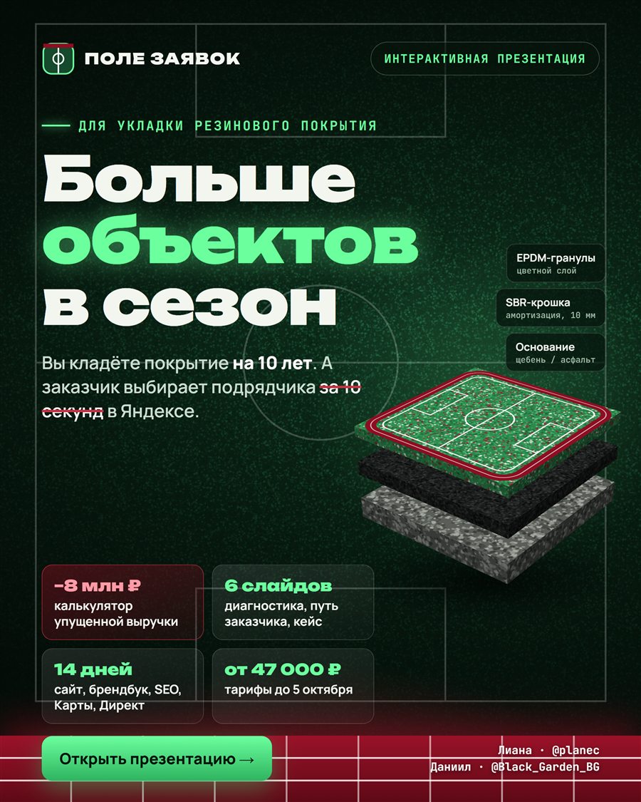 Обложка презентации «Поле заявок»